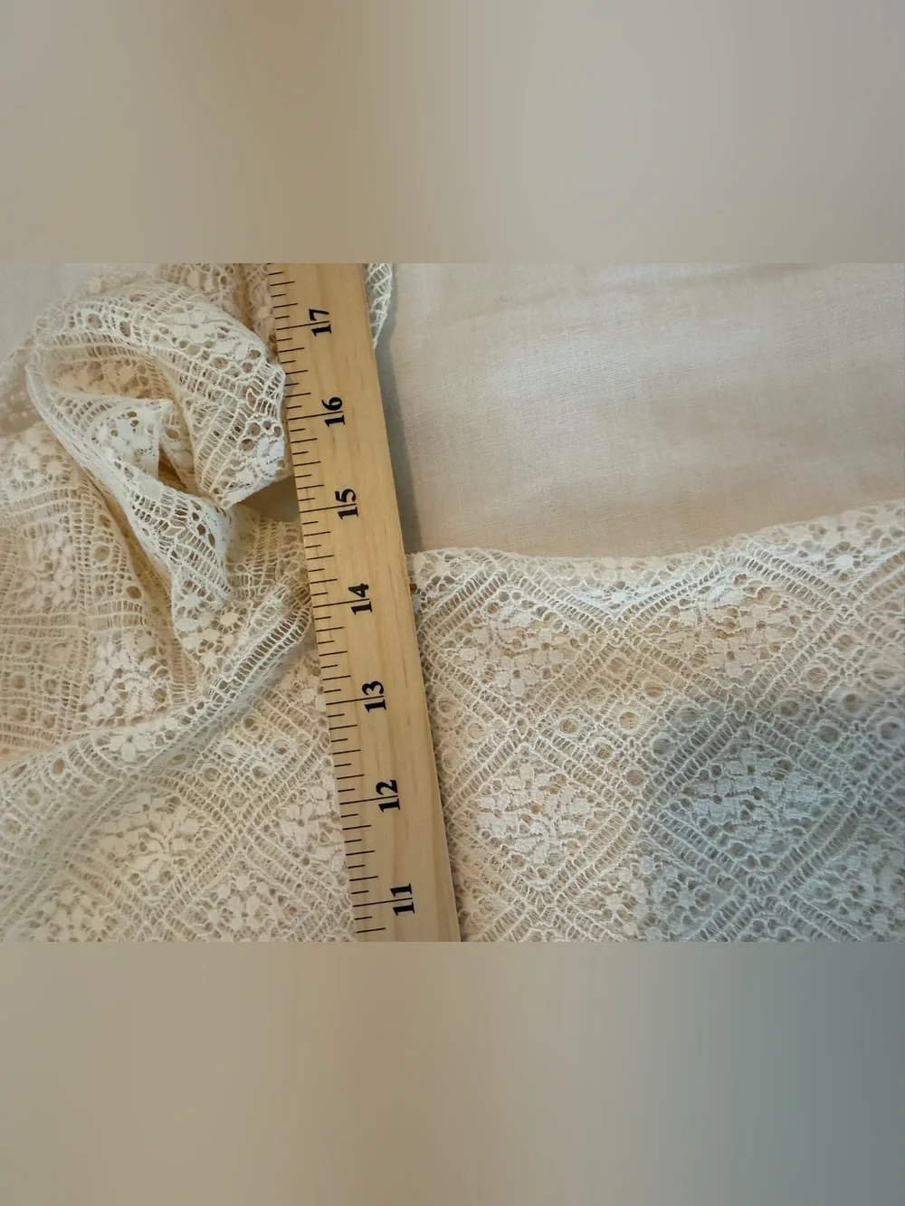 Free People Cream Lace Turtleneck Long Sleeve Top Sheer EUC 1399